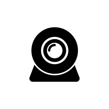 Video sohbet kamerası, Web Cam düz vektör simgesi. Beyaz arkaplanda izole edilmiş basit katı sembol. Video Sohbet Kamerası, Web Cam web ve mobil UI ögesi için tasarım şablonu