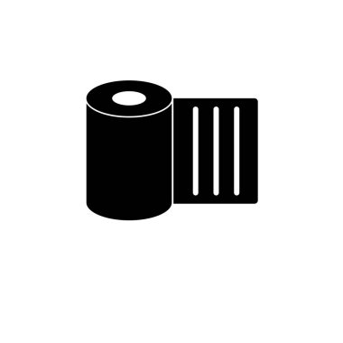 Kağıt veya Tekstil Kumaş Yuvarlama Katı Vektör Simgesi Beyaz Arkaplanda İzole Edildi.