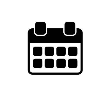 Ofis Takvimi Katı Düz Vektör Simgesi Beyaz Arkaplanda İzole Edildi.