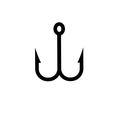 Balık Yemi, Çift Kanca Katı Vektör Simgesi Beyaz Arkaplanda İzole Edildi.