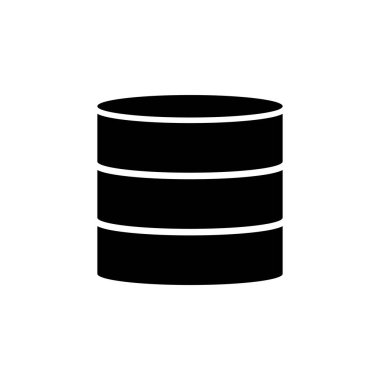 Veritabanı, Veri Depolama Katı Düz Vektör Simgesi Beyaz Arkaplanda İzole Edildi.