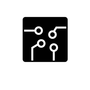 Devre Panosu, Şema, Mikroçip Katı Düz Vektör Simgesi Beyaz Arkaplanda İzole Edildi.