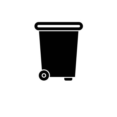Çöp Konteyneri, Çöp için Plastik Tank Katı Düz Vektör Simgesi Beyaz Arkaplanda İzole Edildi.