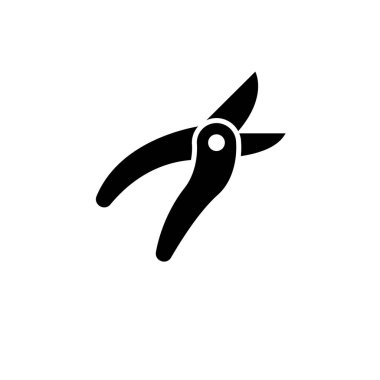 Budama makası, Bahçe Secateurs Katı Düz Vektör Simgesi Beyaz Arkaplanda İzole Edildi.