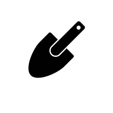 Mini Trowel, Bahçe Aracı, Kürek Katı Vektör Simgesi Beyaz Arkaplanda İzole Edildi.