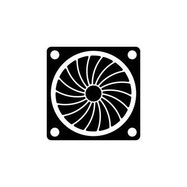Donanım Bilgisayar Fanı, PC Soğutucu Katı Düz Vektör Simgesi Beyaz Arkaplanda İzole Edildi.