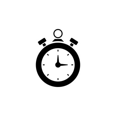 Stopwatch, Spor Zamanlayıcısı Katı Düz Vektör Simgesi Beyaz Arkaplanda İzole Edildi.