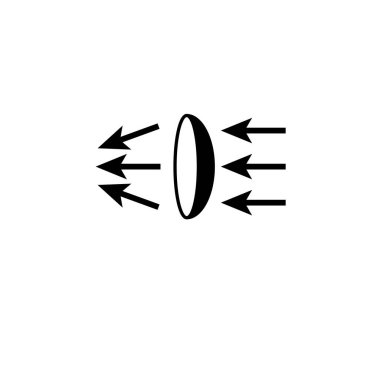 Temas Lens Işık İletimi, Dağıtım Katı Düz Vektör Simgesi Beyaz Arkaplanda İzole Edildi.