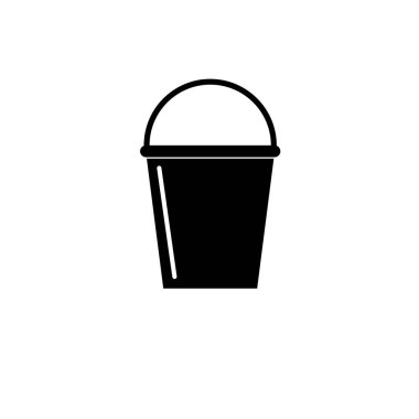 Bahçe Kovası, Su Taşıyıcı Katı Düz Vektör Simgesi Beyaz Arkaplanda İzole Edildi.