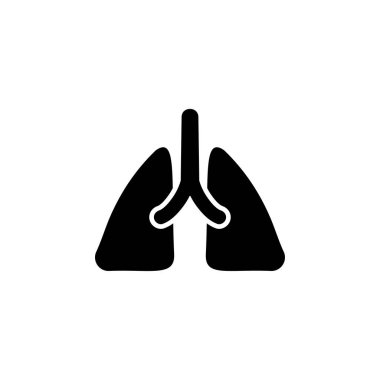 Ciğerler, Solunum Sistemi, İnsan Organı Katı Düz Vektör Simgesi Beyaz Arkaplanda İzole Edildi.