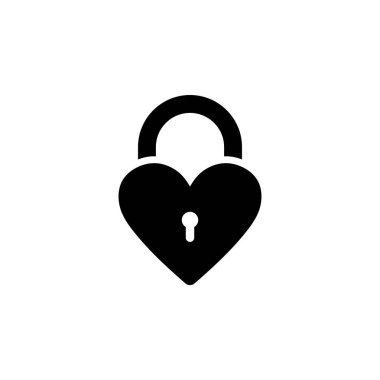 Aşk Kilidi, Aşk Düğünü Kilidi Katı Düz Vektör Simgesi Beyaz Arkaplanda İzole Edildi.