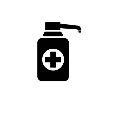 Sıvı El Sabunu Şişesi, Şampuan Köpüğü Katı Düz Vektör Simgesi Beyaz Arkaplanda İzole Edildi.