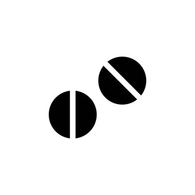 Beyaz Arkaplanda İki İlaç, Tedavi Tableti Katı Düz Vektör Simgesi İzole Edildi.