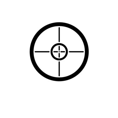 Keskin Nişancı Nişan Hedefi, Hedef Crosshair Sabit Düz Vektör Simgesi Beyaz Arkaplanda İzole Edildi.