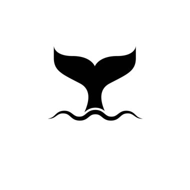 Su Dalgasında Sperm Balinası Kuyruğu, Vahşi Yaşam Katı Düz Vektör Simgesi Beyaz Arkaplanda İzole Edildi.