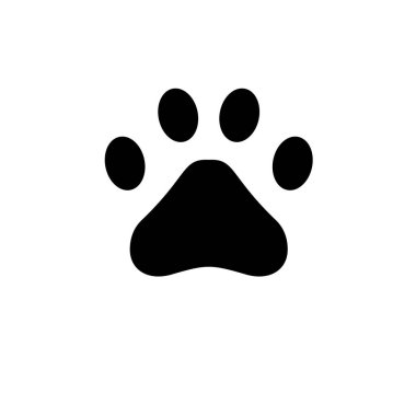 Köpek ya da Kedi Pençesi Yazdırma, Hayvan İzi Katı Düz Vektör Simgesi Beyaz Arkaplanda İzole Edildi.