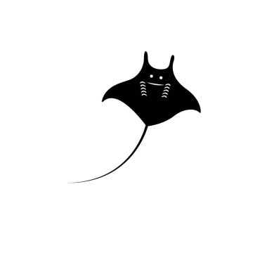 Stingray Ocean Animal, Electric Ray Solid Düz Vektör Simgesi Beyaz Arkaplanda İzole Edildi.