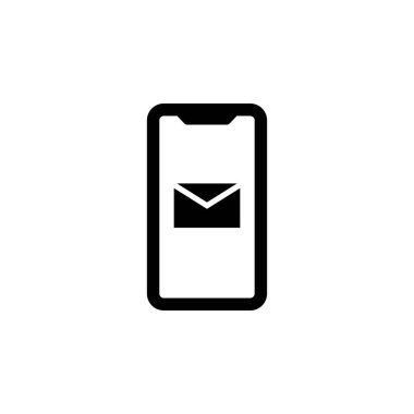 Akıllı Telefon Ekran Katı Düz Vektör Simgesi E- posta Bildirimi Beyaz Arkaplanda İzole Edildi.