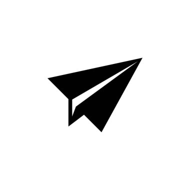 Kağıt Uçak, Uçan Uçak, Origami Katı Düz Vektör Simgesi Beyaz Arkaplanda İzole Edildi.