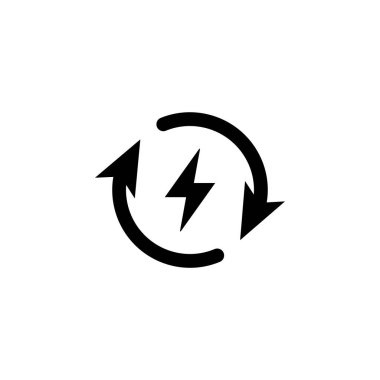 Yenilenebilir Enerji, Elektrik Katı Vektör Simgesinin Yenilenmesi Beyaz Arkaplanda İzole Edildi.