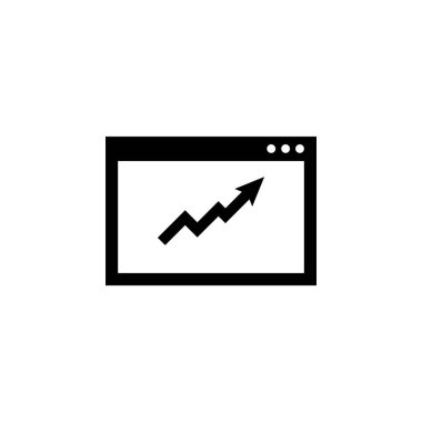 Tarayıcı Katı Düz Vektör Simgesi İçerisindeki Borsa Simgesi Penceresi, Ticari Diyagram Çizelgesi Beyaz Arkaplanda İzole Edildi.