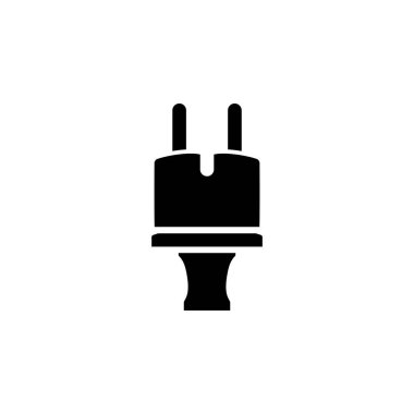 Elektrik Eklentisi, Elektrik Kablo Adaptörü Katı Düz Vektör Simgesi Beyaz Arkaplanda İzole Edildi.
