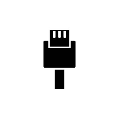 Dijital Veri Aktarımı Telefon Yükleme Kablosu, Yıldırım Bağlantısı Katı Düz Vektör Simgesi Beyaz Arkaplanda İzole Edildi.