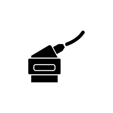 SCART TV Görüntüleme, DVD, Alıcı Katı Düz Vektör Simgesi Beyaz Arkaplanda İzole Edildi.