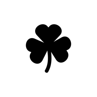 Shamrock Sprig, Şanslı İrlandalı Yonca Yaprağı Düz Vektör Simgesi Beyaz Arkaplanda İzole Edildi.