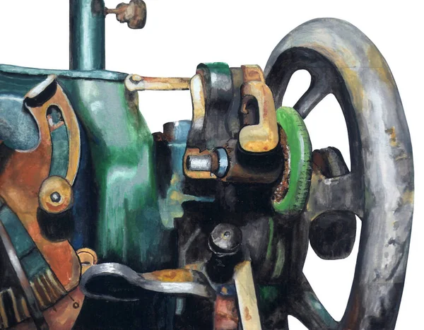 Old Vintage Green and Gold Sewing Machine