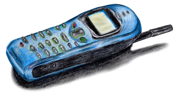 Arka planda izole edilmiş mavi bir cep telefonu tasviri