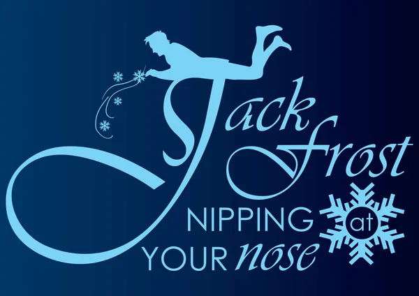 Jack Frost tasarımlı Noel tebrik kartının vektör grafiği