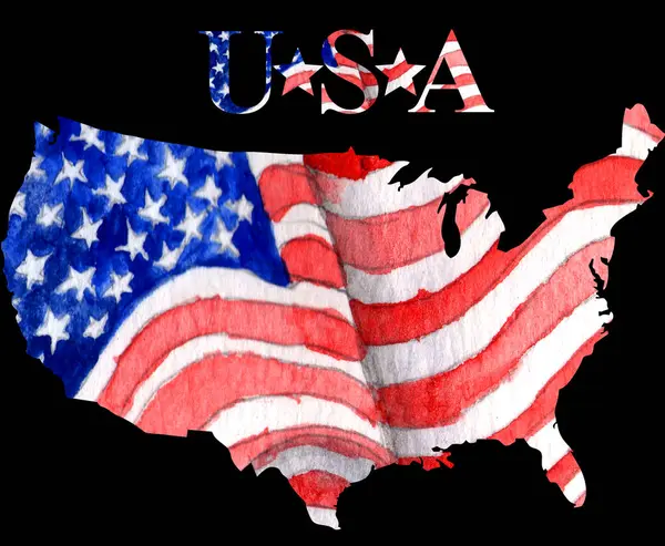 Amerika 'nın kara arka planda bayrağı olan haritası.