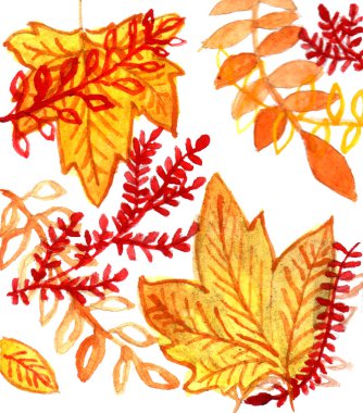 Suluboya sonbahar yaprakları