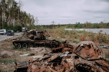 Ukrayna 'da savaş. Rusya insanları ve çocukları öldürüyor. Yüksek kalite fotoğraf