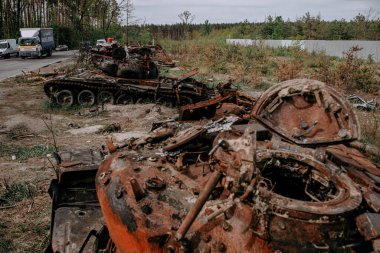 Ukrayna 'da savaş. Rusya insanları ve çocukları öldürüyor. Yüksek kalite fotoğraf