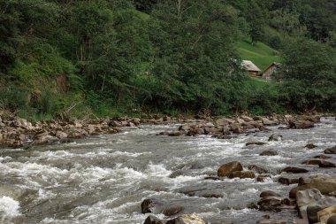 Yaremche köyü yakınlarındaki Ukrayna 'nın Karpatlar bölgesinde. Yüksek kalite fotoğraf