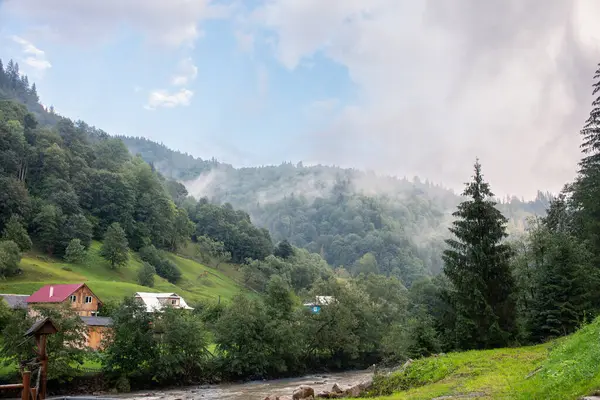 Yaremche köyü yakınlarındaki Ukrayna 'nın Karpatlar bölgesinde. Yüksek kalite fotoğraf