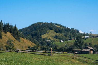 Ukrayna Karpatları dağ ormanları nehir güneşi güzelliği bulutlandırır. Yüksek kalite fotoğraf