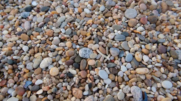 Sahilde Doğal Çakıl Taşları Arkaplan Dokusu — Stok fotoğraf