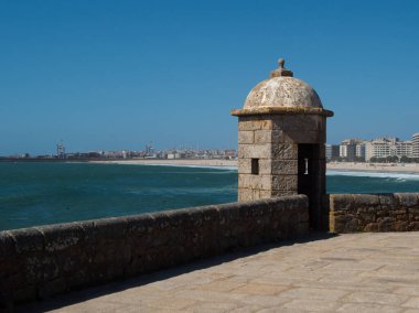 Corner turret at 15th century Fort of Sao Francisco Xavier in Porto, Portugal. clipart