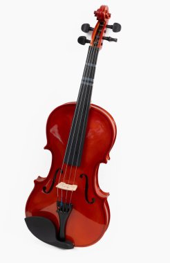 Keman, beyaz arka planda izole edilmiş. Klasik müzik aleti.