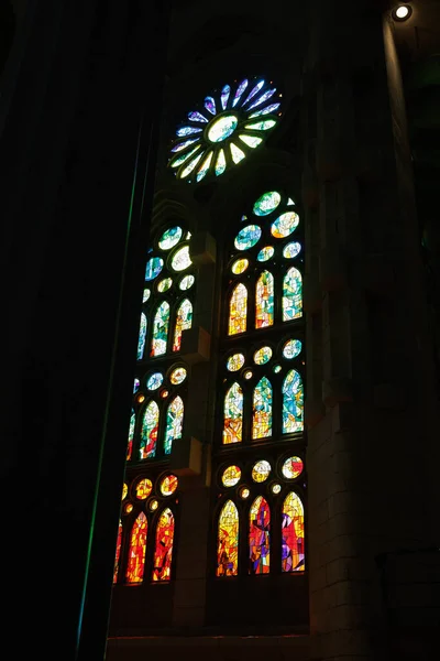 Innenraum Der Kathedrale Der Sagrada Familia Barcelona Glasfenster Spanien — Stockfoto
