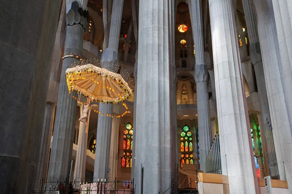 Wnętrze Katedry Sagrada Familia Barcelonie Hiszpania — Zdjęcie stockowe