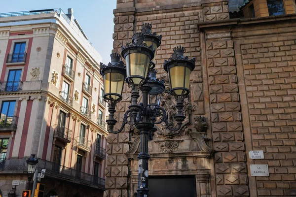 Iron Public Street Lamps Main Rambla Barcelona Spain — Stock Photo, Image