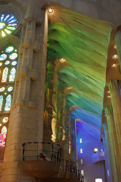 Interior Catedral Sagrada Familia Barcelona España — Foto de Stock