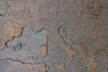 Palau del lloctinent Avlusu 'nda Avrupa' nın coğrafi haritası, İspanya 'nın Gotik Mahallesi' nde bulunan Aragon Devlet Arşiv ve Tacının Karargahı.