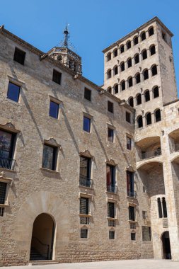 Placa del Rei, Kralın Meydanı, Barri Gotik Barselona, Katalonya, İspanya 'da 14. yüzyıl Ortaçağ Halk Meydanı.