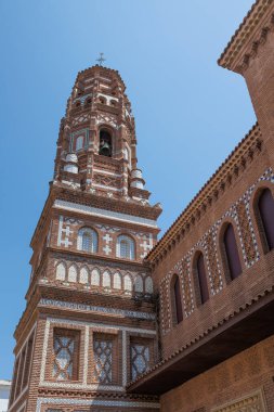 Zaragoza Replica 'daki Mudjar Kulesi Poble Espanyol, Barselona, İspanya