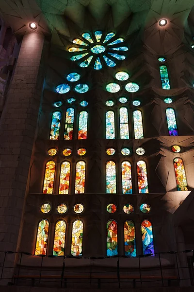 Innenraum Der Kathedrale Der Sagrada Familia Barcelona Glasfenster Spanien — Stockfoto